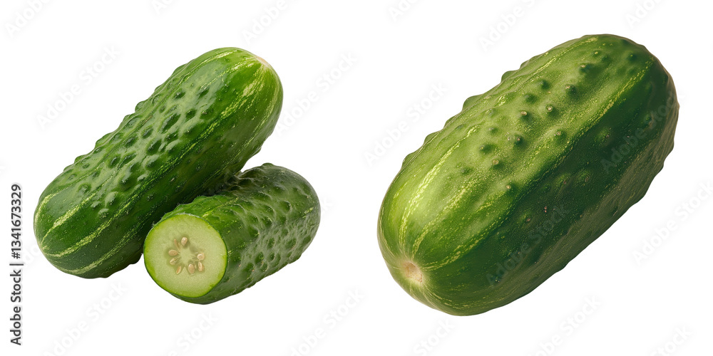 Poster Generative Ai was used to create an image of a fresh green cucumber isolated on a transparent background