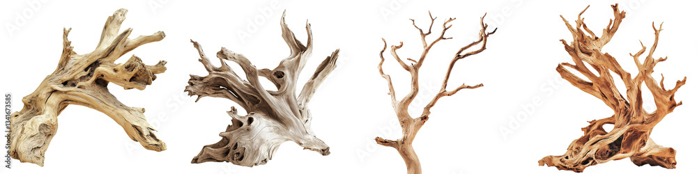 Poster On a transparent background, a dry tree branch is isolated, a creation of Generative Ai technology