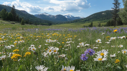 The fresh mountain air carries the scent of pine and blooming wildflowers.