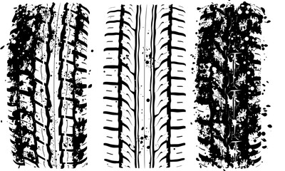 Tire texture showcases three distinct patterns, highlighting intricate designs and wear of rubber surfaces. These textures evoke sense of durability and functionality in automotive applications
