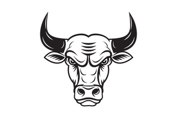 Powerful Bull Head Mascot Logo vector Illustration for Design.