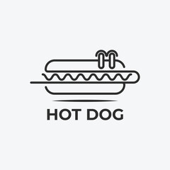 Minimalist Hot Dog Line Art Logo
