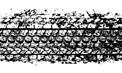 Tire texture pattern showcasing intricate tread designs and wear marks, conveying sense of durability and functionality. This captures essence of automotive engineering and road performance
