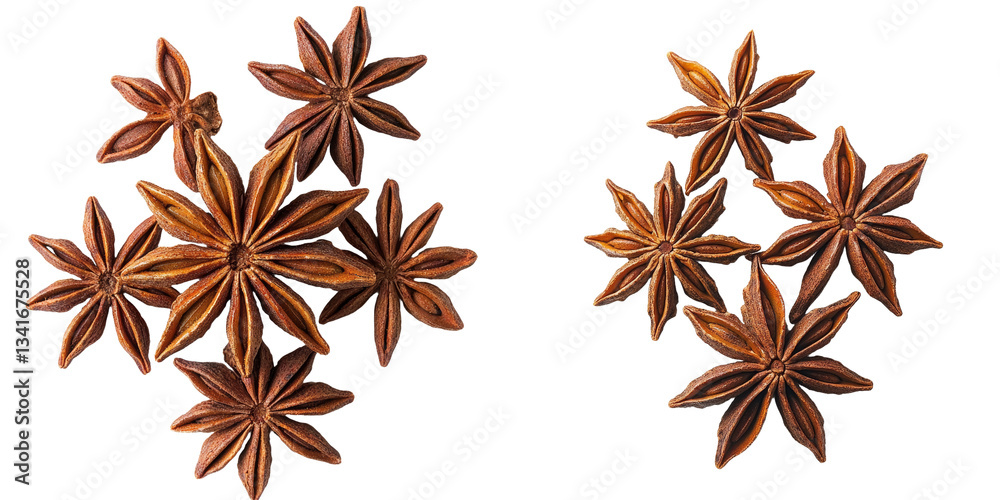 Poster on a transparent background, a single star anise pod is depicted, generated by generative ai