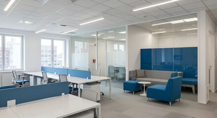 Modern Office Interior Design Featuring Sleek Furniture and Bright Lighting