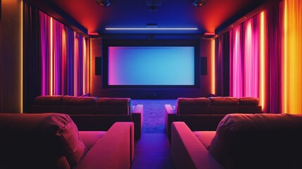 Fototapeta premium Transform your living space modern cinema room home video experience sleek design contemporary aesthetics