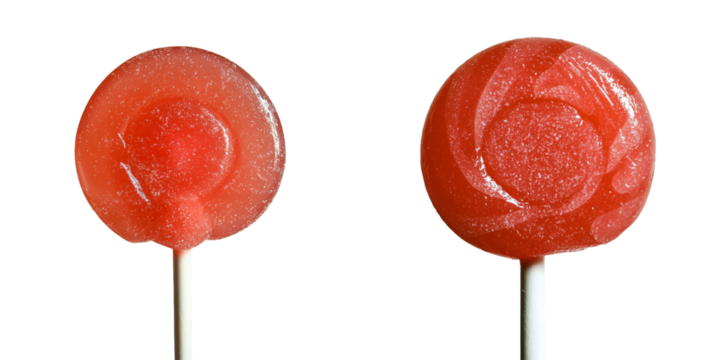 On a transparent background, a red lollipop is depicted in isolation, a product of Generative Ai
