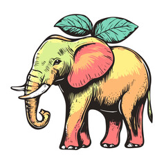 My hand-drawn colorful Elephant Apple. Trendy abstract minimal style. Natural fresh. Vector illustration isolated on white background, vector illustration