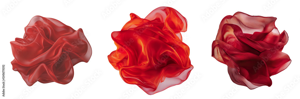 Poster on a transparent background, a red cloth is depicted as fluttering alone, a product of generative ai