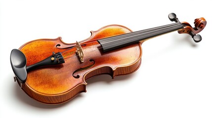 Fototapeta premium A handcrafted wooden violin with a natural wood grain texture and rich varnish