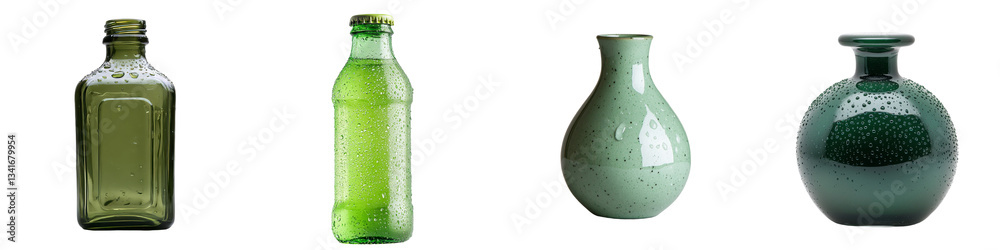 Poster an image of a green glass bottle of beer, isolated on a transparent background, was generated using 