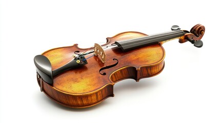 Fototapeta premium A handcrafted wooden violin with a natural wood grain texture and rich varnish
