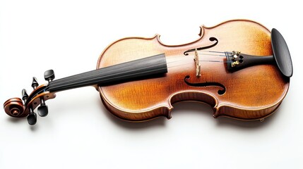 Fototapeta premium A handcrafted wooden violin with a natural wood grain texture and rich varnish