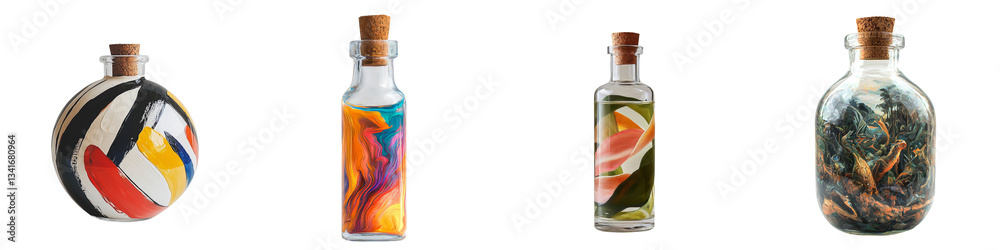 Poster The image of an olive oil bottle on a transparent background was generated by Generative Ai