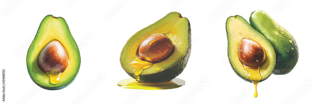 Fototapete generative ai has created an image of an avocado fruit that is isolated on a transparent background