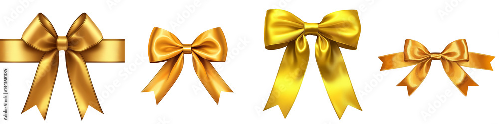 Poster A golden ribbon bow, generated using Ai, is depicted in isolation on a transparent background