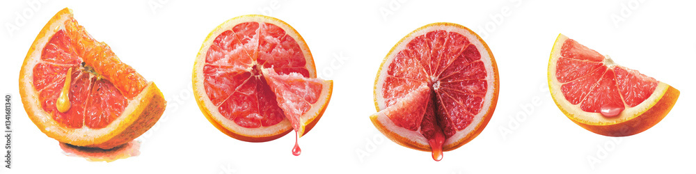 Poster On a transparent background, a single halved grapefruit is depicted, generated by the use of Generative Ai
