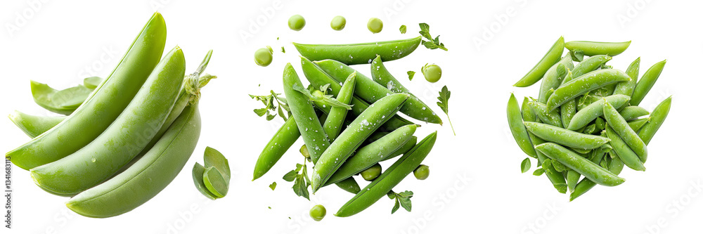 Poster An image of isolated fresh green snap peas on a transparent background was generated using Ai