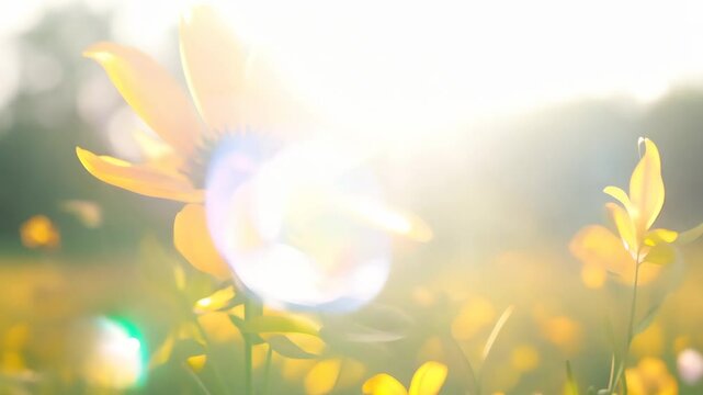 A Bright Spring Garden Background with Green Grass and Blurred Foliage Bokeh