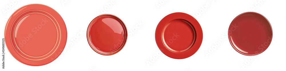 Poster on a transparent background, a red plate is shown in isolation, a product of generative ai technolog