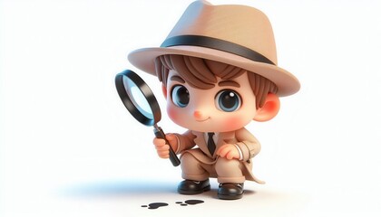 Detective adventure with a cute character in a whimsical setting engaging exploration theme