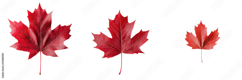 Poster on a transparent background, a lone red maple leaf is showcased, having been generated by ai technol
