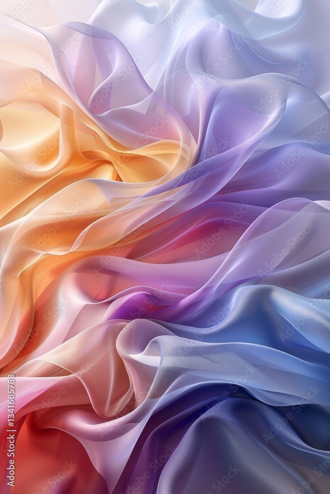 Poster curvaceous abstract waves flowing seamlessly in a vibrant color gradient creating a modern looping a