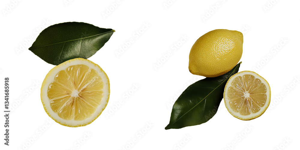 Aufkleber Generative Ai has created an image of a fresh yellow lemon isolated on a transparent background