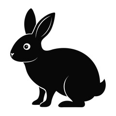 Rabbit Black Silhouette Vector Illustration Isolated on Transparent Background