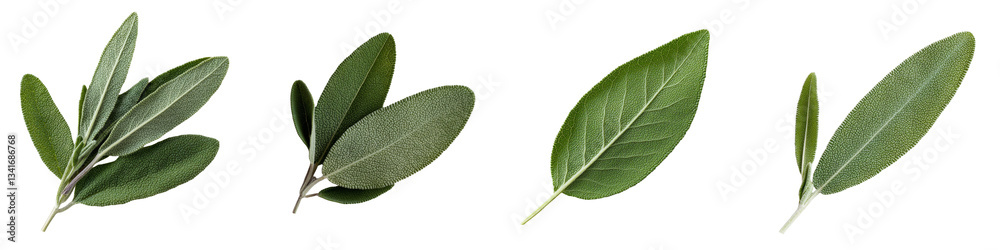 Poster On a transparent background, a single sage leaf is depicted in isolation, a creation of Generative Ai