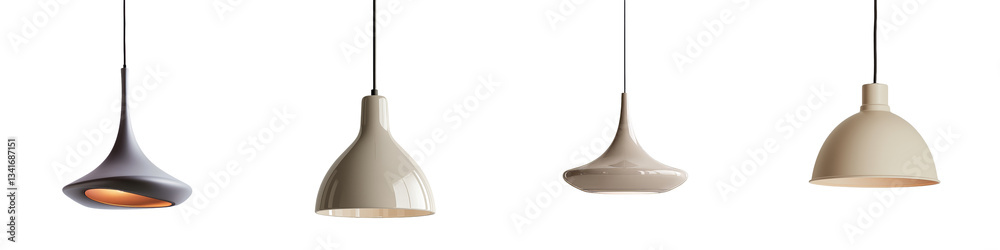 Poster Isolated on a transparent background is a black hanging lamp, an image generated by Ai