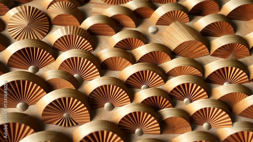 Aufkleber A close up of a wooden object with many circles. The circles are all different sizes and are arranged in a pattern