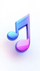 Musical 3D Note on a White Background