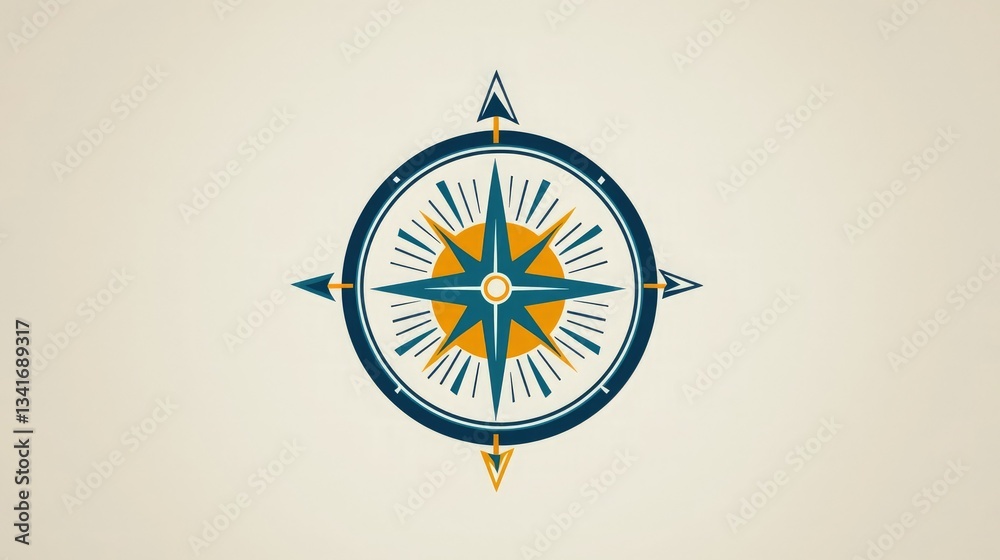 Poster A clean and modern compass logo design with a circular frame and directional arrows. 