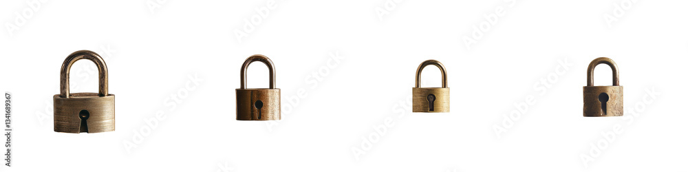 Aufkleber on a transparent background, a steel padlock is depicted in isolation, a creation of generative ai
