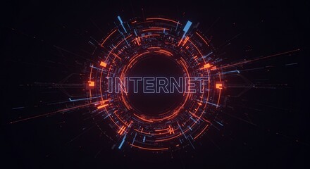 Obraz premium Digital Network: A dynamic illustration of a data network, illuminated by digital light in a futuristic display that communicates connectivity and virtual interaction. 