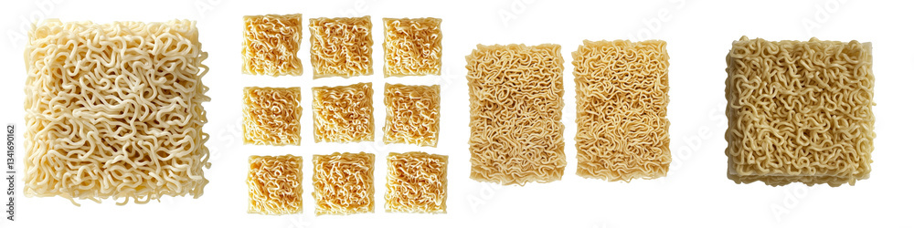 Poster Transparent background with a block of uncooked instant noodles, made using Generative Ai technology