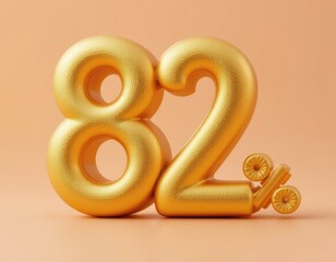 Obraz premium Golden Eighty-two Percent Offer Celebration for Business and Finance Promotion