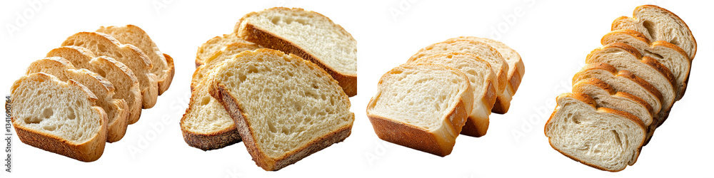 Poster On a transparent background, a stack of sliced white bread is isolated, a product of Generative Ai