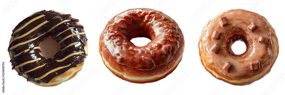 Poster Generative Ai has created an isolated image of a donut with a chocolate glaze on a transparent background