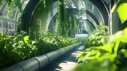 Advanced sustainable farming within a bio dome, a futuristic agriculture concept