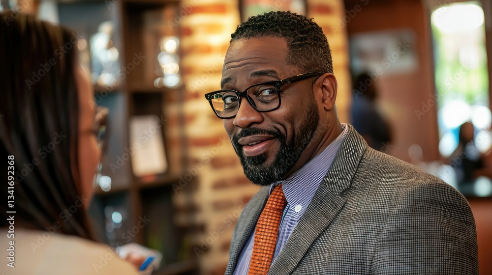 Poster A Black small business owner attending a local networking event to connect with other entrepreneurs 