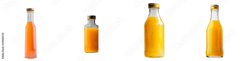Aufkleber a transparent background isolates a glass bottle filled with orange juice, an image generated by gen
