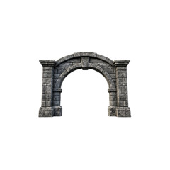 Fototapeta premium Fantasy-style medieval stone archway stands prominently with intricate details, designed for creative projects and illustrations.