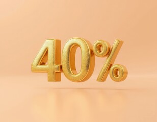 Golden Forty Percent Discount Offer on Soft Peach Background Promotion