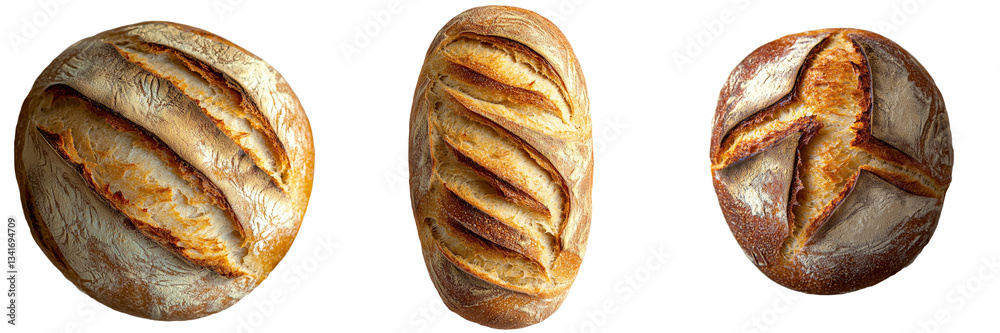 Poster Isolated on a transparent background is a freshly baked loaf of bread, an image generated by AI