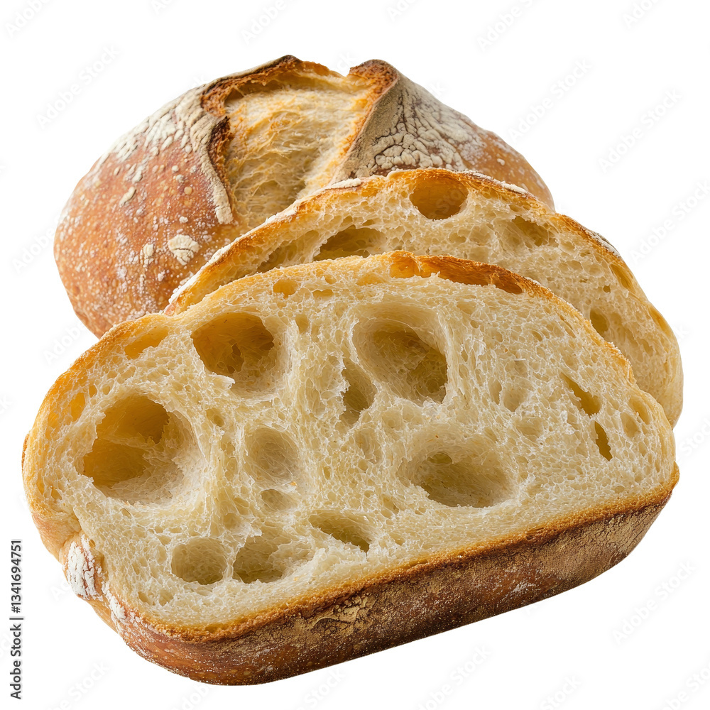 Aufkleber Generative Ai has created an image of two slices of freshly baked white bread isolated against a transparent background
