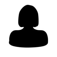 ぽっちゃりした丸みのある女性ボブカット　シルエットイラスト