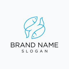 Obraz premium Elegant fish logo, intertwined in a circular flow. Symbolizes harmony, balance, and the ocean's grace. Ideal for seafood brands or aquatic themes.