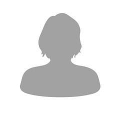 ぽっちゃりした丸みのある女性ボブカット　シルエットイラスト　グレー